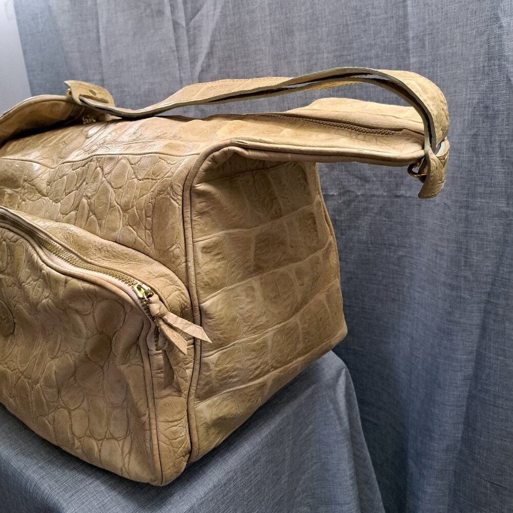 Tangaroa Venezia VINTAGE Italian Leather Crocodile Duffel Travel Bag - Picture 14 of 16